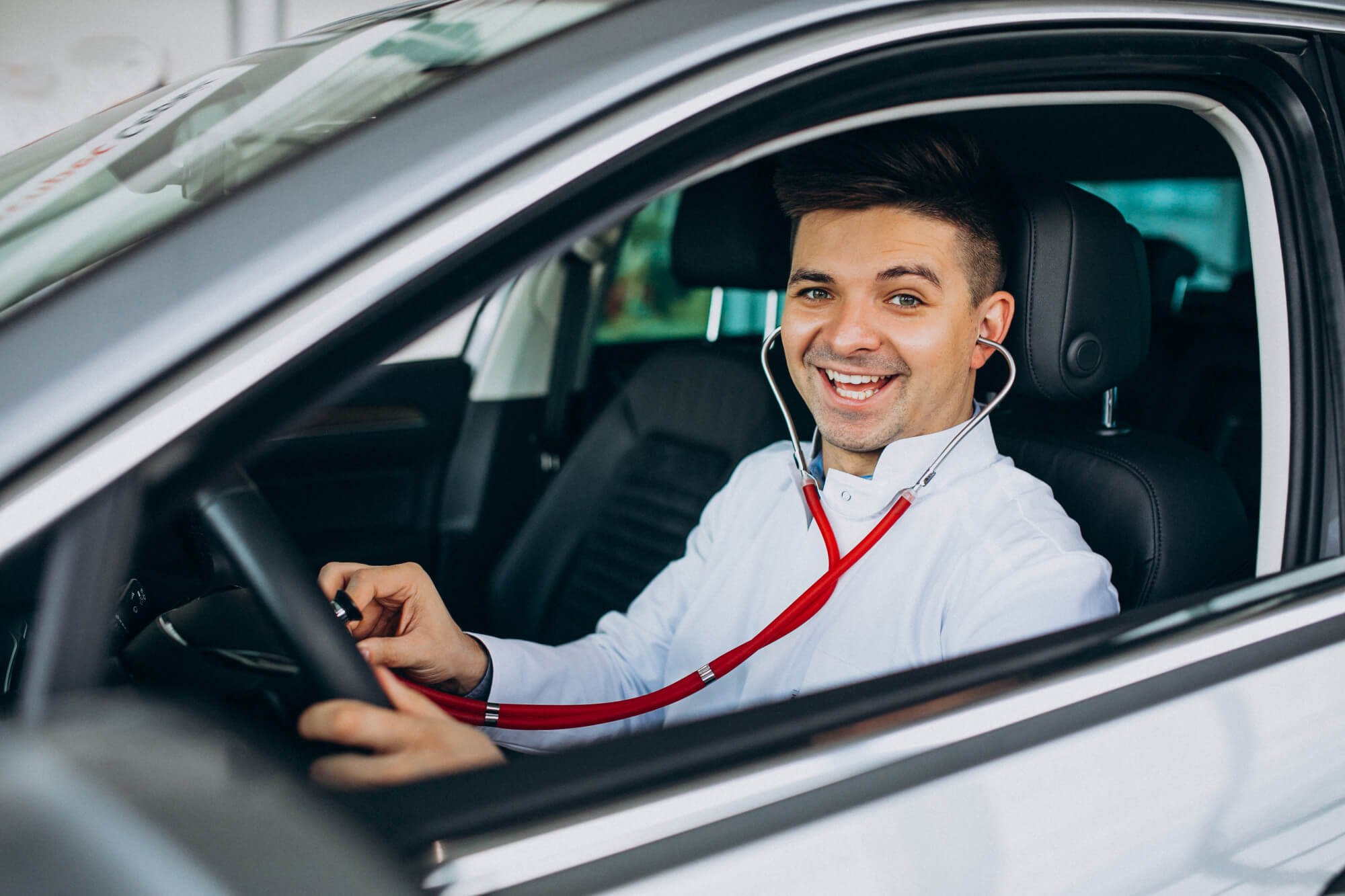 Physician conducting a driver's medical assessment